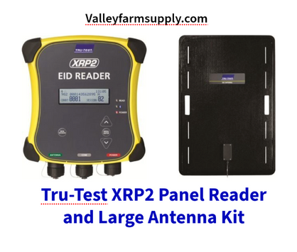 TRutest Cattle scale indenitication kit includes XRP2 Panel Reader and large flat panel antenna on white background
