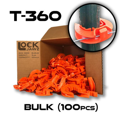 Lock Jawz 360° T-Post Insulator | 100 Pack | Orange - Speedritechargers.com