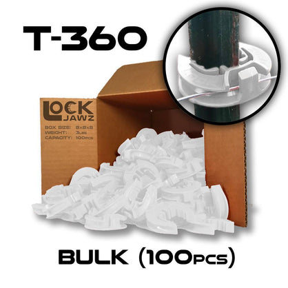 Lock Jawz 360° T-Post Insulator | 100 Pack | White - Speedritechargers.com
