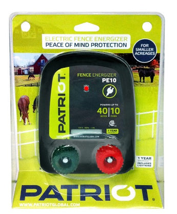 PATRIOT PE10 electric fence charger in green package