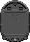Back side of a PATRIOT P5 AC/DC DUAL POWERED FENCE CHARGER shows how to hang the energizer to an electric fence