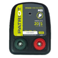 PATRIOT PE5 FENCE CHARGER, with white background and red and green knobs