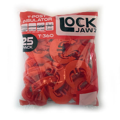 Lock Jawz 360° T-Post Insulator | 25 Pack | Orange - Speedritechargers.com
