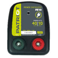 PATRIOT PE10 electric fence energizer with large red and green terminal knobs