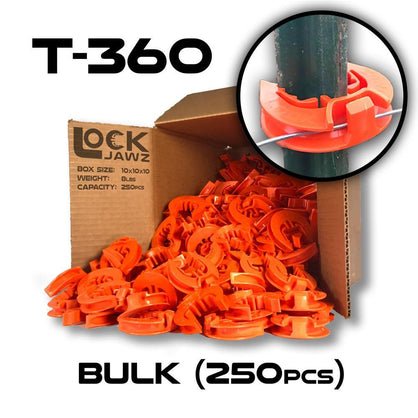 Lock Jawz 360° T-Post Insulator | 250 Pack | Orange - Speedritechargers.com