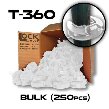 Lock Jawz 360° T-Post Insulator | 250 Pack | White - Speedritechargers.com