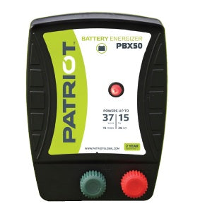 PATRIOT PBX 50 12V DC BATTERY POWERED FENCE CHARGER, 15 MILE / 60 ACRE | FREE SHIPPING AND FENCE TESTER - Speedritechargers.com