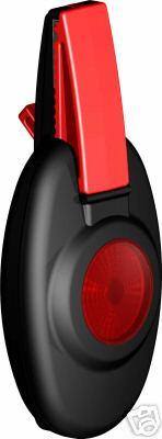 Fence Alert Warning Light with red flashing light and black case on white background