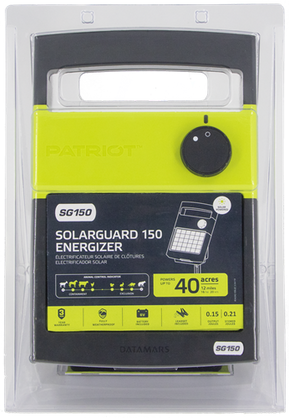 Patriot solar guard SG150 electric fence charger in package at electric fence store