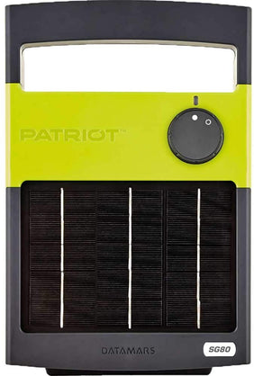 PATRIOT SOLARGUARD 80 SOLAR POWERED FENCE CHARGER  with green and black colors
